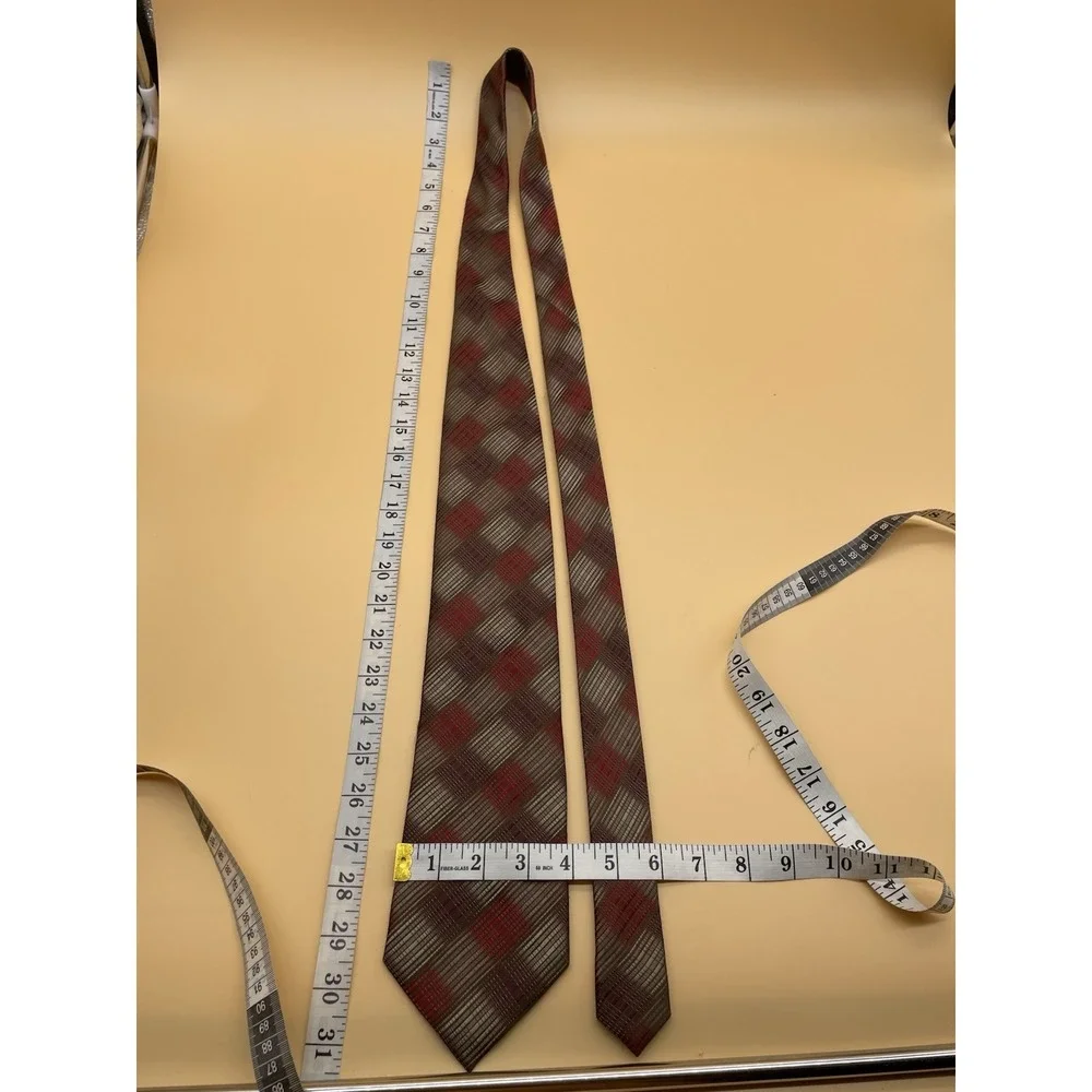 JOSEPH & FEISS 100% Silk Tie Men's Burgundy Red Gray Abstract Necktie‎